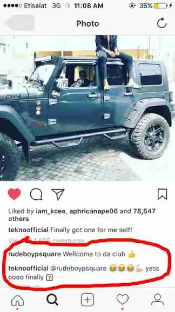 Paul Okoye Welcomes Tekno To "Da Club" As He Buys New Jeep (Pics)